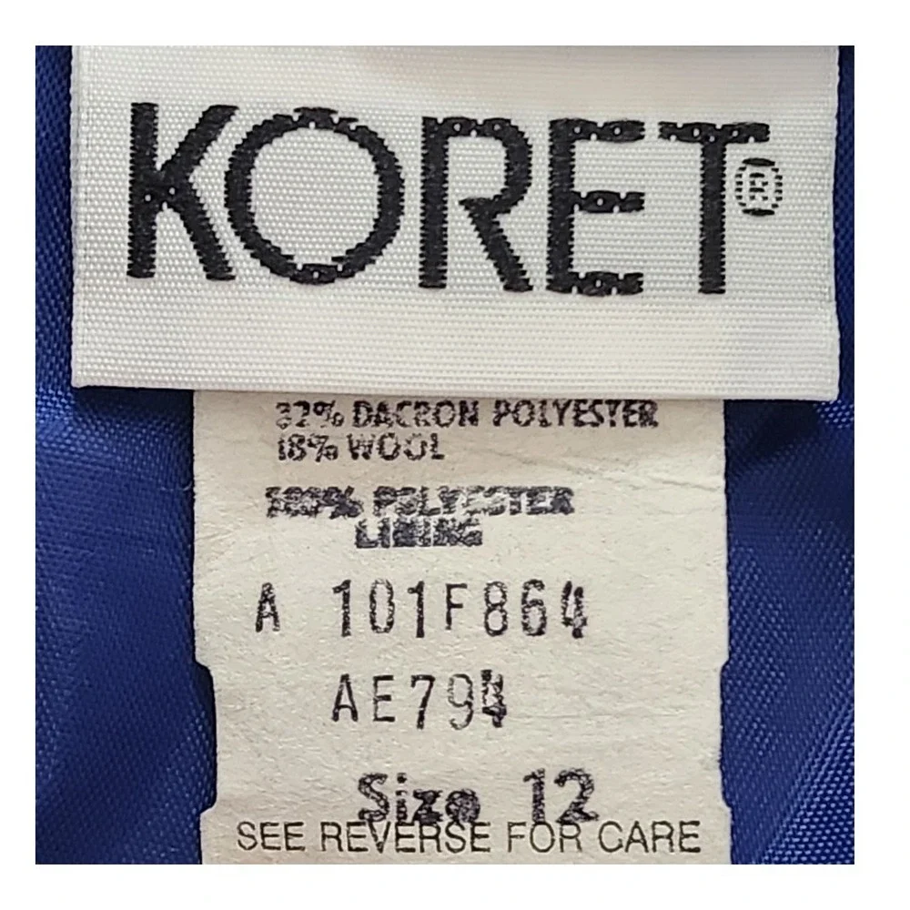 NWT Koret Blue Wool Blend Skirt Woman's Size 12 Vintage Pockets‎ Made USA  Lined